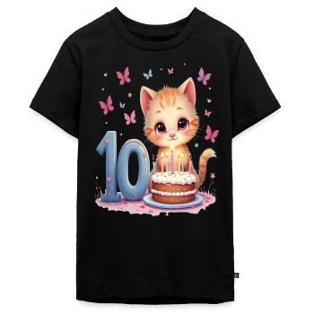 Süßes Kätzchen 10. Geburtstag Mädchen - Teenager Premium Bio T-Shirt - Schwarz - Vorne - AI Model Teenager Male light (155cm)