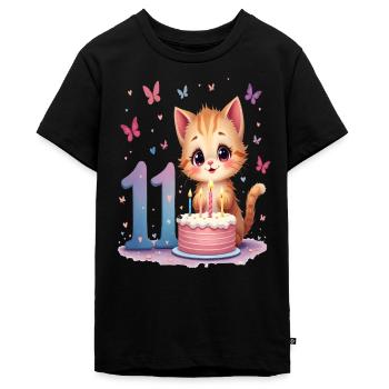 Süßes Kätzchen 11. Geburtstag Mädchen - Teenager Premium Bio T-Shirt - Schwarz - Vorne - AI Model Teenager Male light (155cm)