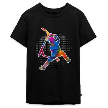 trottinette freestyle - T-shirt Premium bio Ado - noir - Devant - AI Model Teenager Male light (155cm)