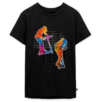 trottinette freestyle - T-shirt Premium bio Ado - noir - Devant - AI Model Teenager Male light (155cm)