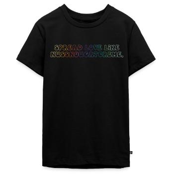 Spread Love Like Nussnougatcreme. Regenbogen - Teenager Premium Bio T-Shirt - Schwarz - Vorne - AI Model Teenager Male light (155cm)