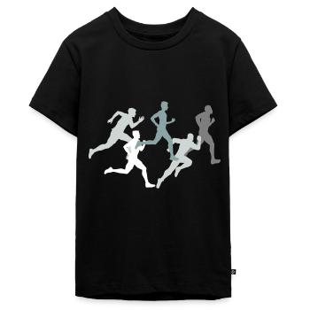 Laufen Sport Läufer Geschenk Sportler run joggen - Teenager Premium Bio T-Shirt - Schwarz - Vorne - AI Model Teenager Male light (155cm)