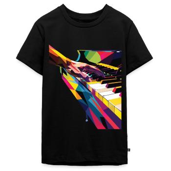 Klavier - Teenager Premium Bio T-Shirt - Schwarz - Vorne - AI Model Teenager Male light (155cm)