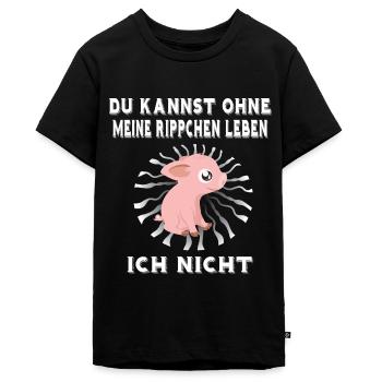 Veganer Vegan Tierschutz Tierrechte Soja Tofu - Teenager Premium Bio T-Shirt - Schwarz - Vorne - AI Model Teenager Male light (155cm)