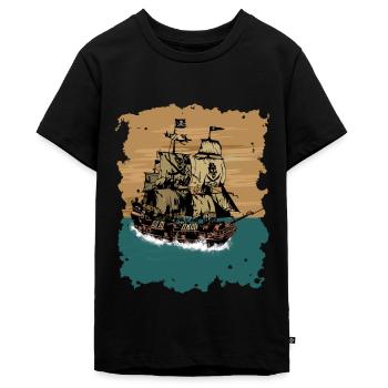 Piratenschiff - Teenager Premium Bio T-Shirt - Schwarz - Vorne - AI Model Teenager Male light (155cm)