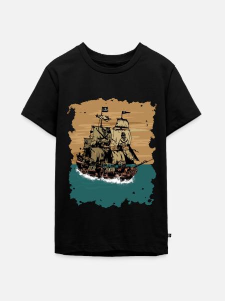 Piratenschiff - Teenager Premium Bio T-Shirt - Schwarz