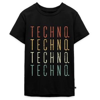 Techno - Teenager Premium Bio T-Shirt - Schwarz - Vorne - AI Model Teenager Male light (155cm)