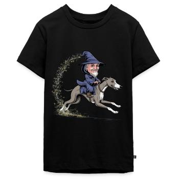 Magician rides greyhound for magicians and magic fans - Teenager Premium Organic T-Shirt - black - Front - AI Model Teenager Male light (155cm)