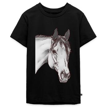 Fille cheval tête d’animaux motif animal - T-shirt Premium bio Ado - noir - Devant - AI Model Teenager Male light (155cm)