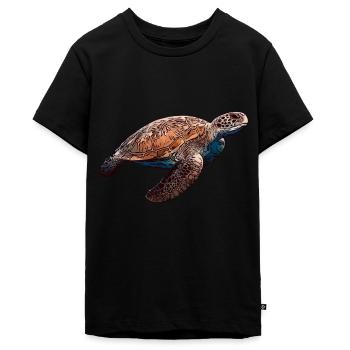 Schildkröte Tiermotiv Schildkröten Tier Motiv - Teenager Premium Bio T-Shirt - Schwarz - Vorne - AI Model Teenager Male light (155cm)