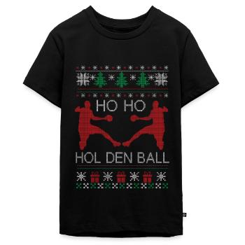 Handball Ugly Christmas Weihnachten Xmas - Teenager Premium Bio T-Shirt - Schwarz - Vorne - AI Model Teenager Male light (155cm)
