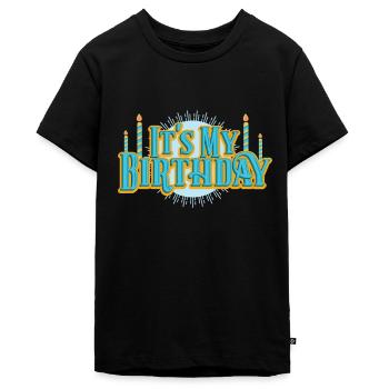 Verjaardag Mijn verjaardag Retro kaarsen Feest Cadeau - Tieners Premium Bio T-shirt - zwart - Voor - AI Model Teenager Male light (155cm)
