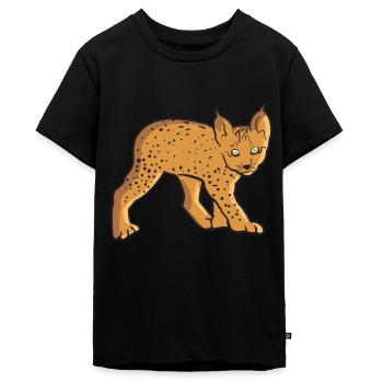 Sweet baby Lynx is a big cat and wild cat - Teenager Premium Organic T-Shirt - black - Front - AI Model Teenager Male light (155cm)
