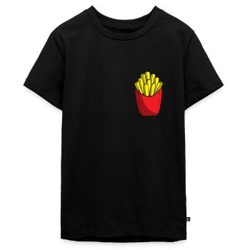 Pommes in Brusttasche - Teenager Premium Bio T-Shirt - Schwarz - Vorne - AI Model Teenager Male light (155cm)
