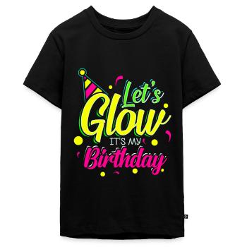 Geburtstag Bunt Strahlen Glow Farben Feiern - Teenager Premium Bio T-Shirt - Schwarz - Vorne - AI Model Teenager Male light (155cm)