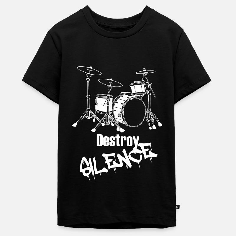 Batteur - Batterie - Détruire le silence - T-shirt Premium bio Ado - noir