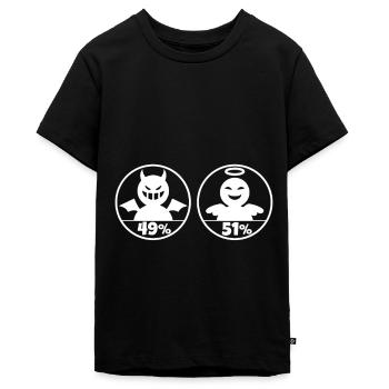 Anges et démons - énonciation drôle - T-shirt Premium bio Ado - noir - Devant - AI Model Teenager Male light (155cm)
