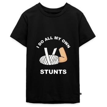 Bras de plâtre fracture de l’os Stuntman Plâtre - T-shirt Premium bio Ado - noir - Devant - AI Model Teenager Male light (155cm)