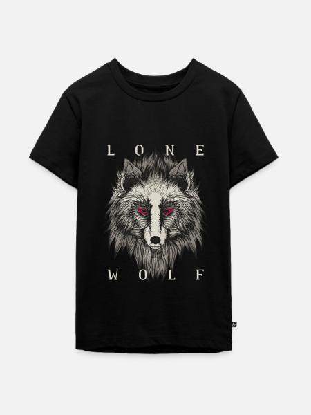 Lone Wolf Illustration Geschenk - Teenager Premium Bio T-Shirt - Schwarz