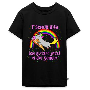 Tschüß Kita Hallo Schule - Teenager Premium Bio T-Shirt - Schwarz - Vorne - AI Model Teenager Male light (155cm)