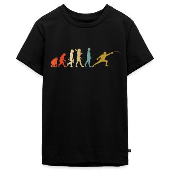Evolutions-Mann, der Sport-Fechter-Geschenk-Degen einzäunt - Teenager Premium Bio T-Shirt - Schwarz - Vorne - AI Model Teenager Male light (155cm)