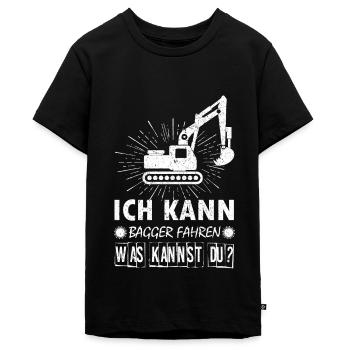Baggerfahrer Bagger baggern · Kann Bagger fahren - Teenager Premium Bio T-Shirt - Schwarz - Vorne - AI Model Teenager Male light (155cm)
