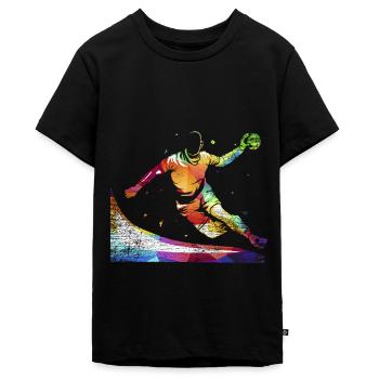 Handball - Teenager Premium Bio T-Shirt - Schwarz - Vorne - AI Model Teenager Male light (155cm)