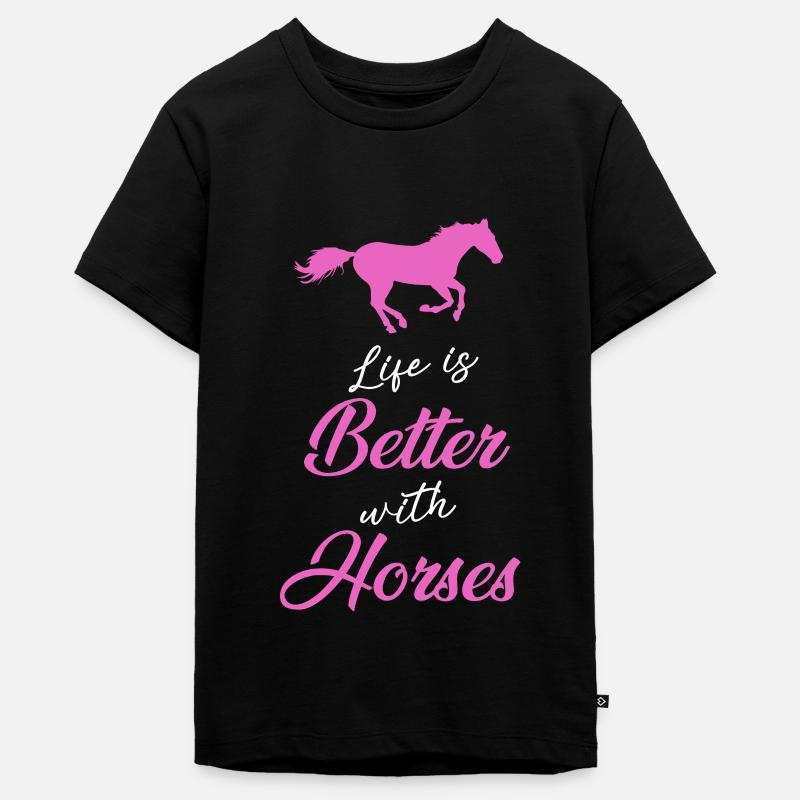 Cheval cheval d'équitation | conception - T-shirt Premium bio Ado - noir