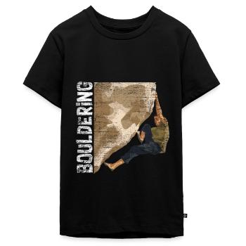 Bouldern Klettern - Teenager Premium Bio T-Shirt - Schwarz - Vorne - AI Model Teenager Male light (155cm)