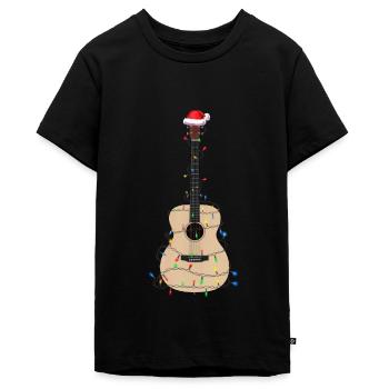 Weihnachten Gitarre Musiker Xmas Geschenkidee - Teenager Premium Bio T-Shirt - Schwarz - Vorne - AI Model Teenager Male light (155cm)