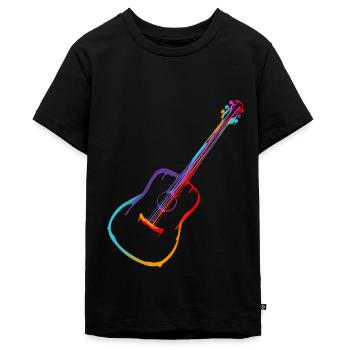 Farbverlauf Akustische Gitarre - Teenager Premium Bio T-Shirt - Schwarz - Vorne - AI Model Teenager Male light (155cm)