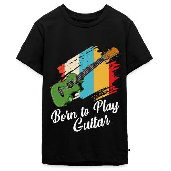 Born To Play Guitar Say Guitarist Gift - Teenager Premium Organic T-Shirt - black - Front - AI Model Teenager Male light (155cm)