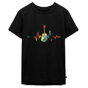 Vintage guitar heartbeat - Teenager Premium Organic T-Shirt - black - Front - AI Model Teenager Male light (155cm)