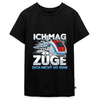 Ich Mag Züge Zugführer Lokführer Bahn Geschenk - Teenager Premium Bio T-Shirt - Schwarz - Vorne - AI Model Teenager Male light (155cm)