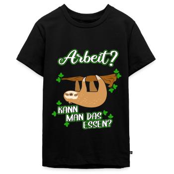 Arbeit kann man das essen - Faultier Faulenzer - Teenager Premium Bio T-Shirt - Schwarz - Vorne - AI Model Teenager Male light (155cm)