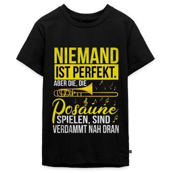 Posaune - Teenager Premium Bio T-Shirt - Schwarz - Vorne - AI Model Teenager Male light (155cm)