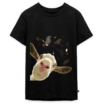 Neugierige Ziege - Teenager Premium Bio T-Shirt - Schwarz - Vorne - AI Model Teenager Male light (155cm)
