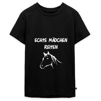 Echte Mädchen reiten - Teenager Premium Bio T-Shirt - Schwarz - Vorne - AI Model Teenager Male light (155cm)