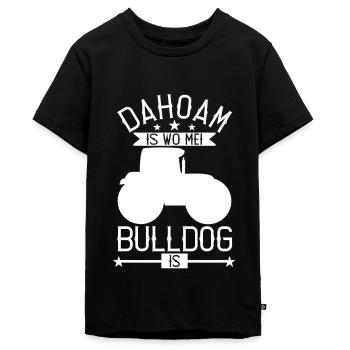 Bulldog Dahoam Bayern Bauer Landwirt Geschenkidee - Teenager Premium Bio T-Shirt - Schwarz - Vorne - AI Model Teenager Male light (155cm)