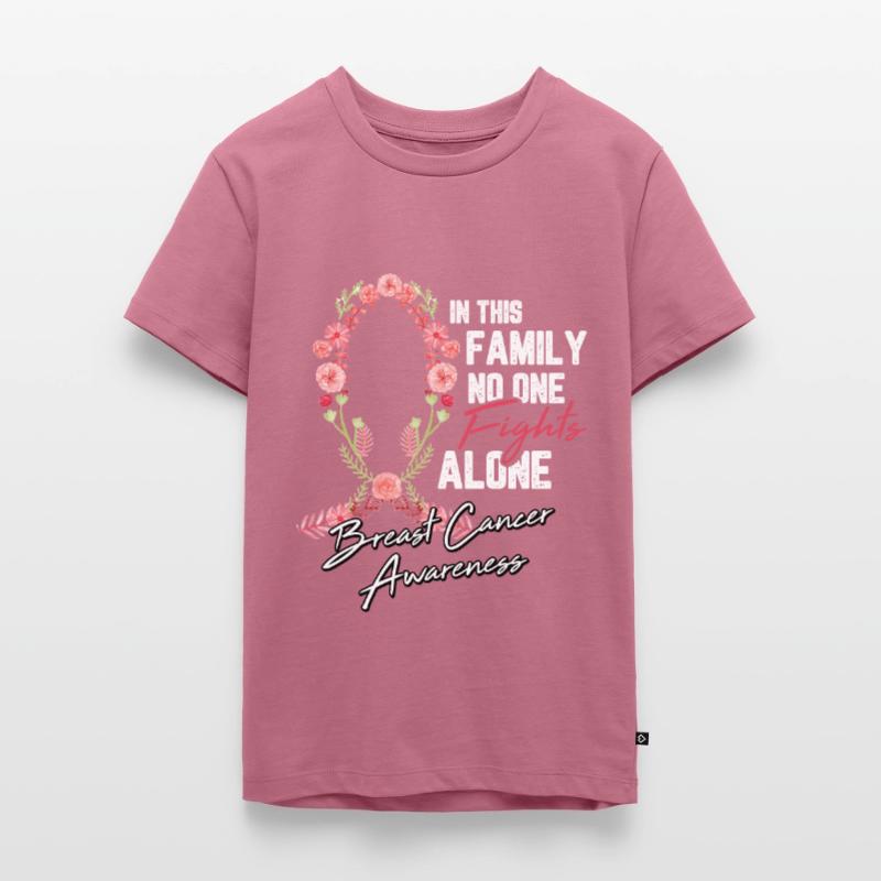 Cadeau de chimio de combat de fleur de ruban de cancer du sein T-shirt Premium bio Ado