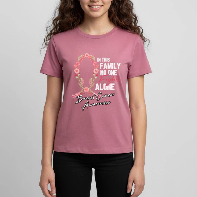 Cadeau de chimio de combat de fleur de ruban de cancer du sein T-shirt Premium bio Ado