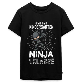 1. Klasse Ninja Einschulung Schulkind Geschenk - Teenager Premium Bio T-Shirt - Schwarz - Vorne - AI Model Teenager Male light (155cm)