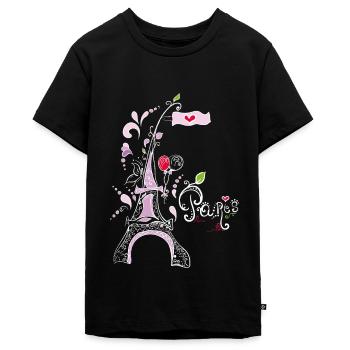 Paris Art Tour Eiffel Chers Français - T-shirt Premium bio Ado - noir - Devant - AI Model Teenager Male light (155cm)