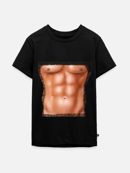 Sixpack Muskelbauch Waschbrettbauch Adonis - Teenager Premium Bio T-Shirt - Schwarz