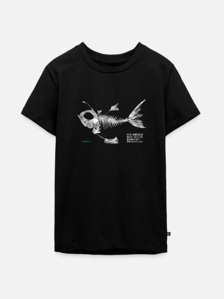 Fischgräte Fischkopf Bester Angler - Teenager Premium Bio T-Shirt - Schwarz