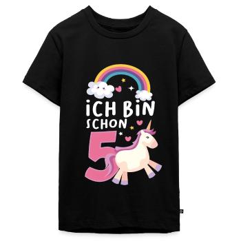 5. Geburtstag Mädchen 5 Jahre Einhorn Geschenk - Teenager Premium Bio T-Shirt - Schwarz - Vorne - AI Model Teenager Male light (155cm)
