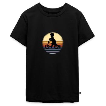 Retro Design vintage Laufrad Kinder Kleidung - Teenager Premium Bio T-Shirt - Schwarz - Vorne - AI Model Teenager Male light (155cm)