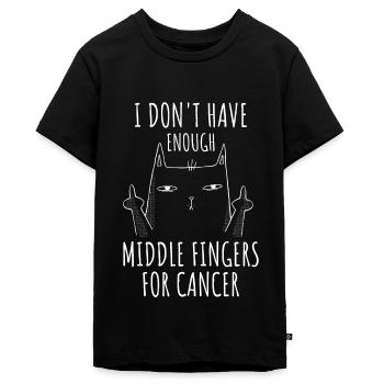 Middelvingers voor borstkanker cadeau - Tieners Premium Bio T-shirt - zwart - Voor - AI Model Teenager Male light (155cm)