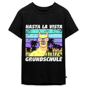 Einschulung 5.Klasse Lama Alpaka Grundschule - Teenager Premium Bio T-Shirt - Schwarz - Vorne - AI Model Teenager Male light (155cm)
