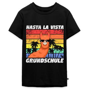 Hasta La Vista Grundschule Abschluss Lama Alpaka - Teenager Premium Bio T-Shirt - Schwarz - Vorne - AI Model Teenager Male light (155cm)